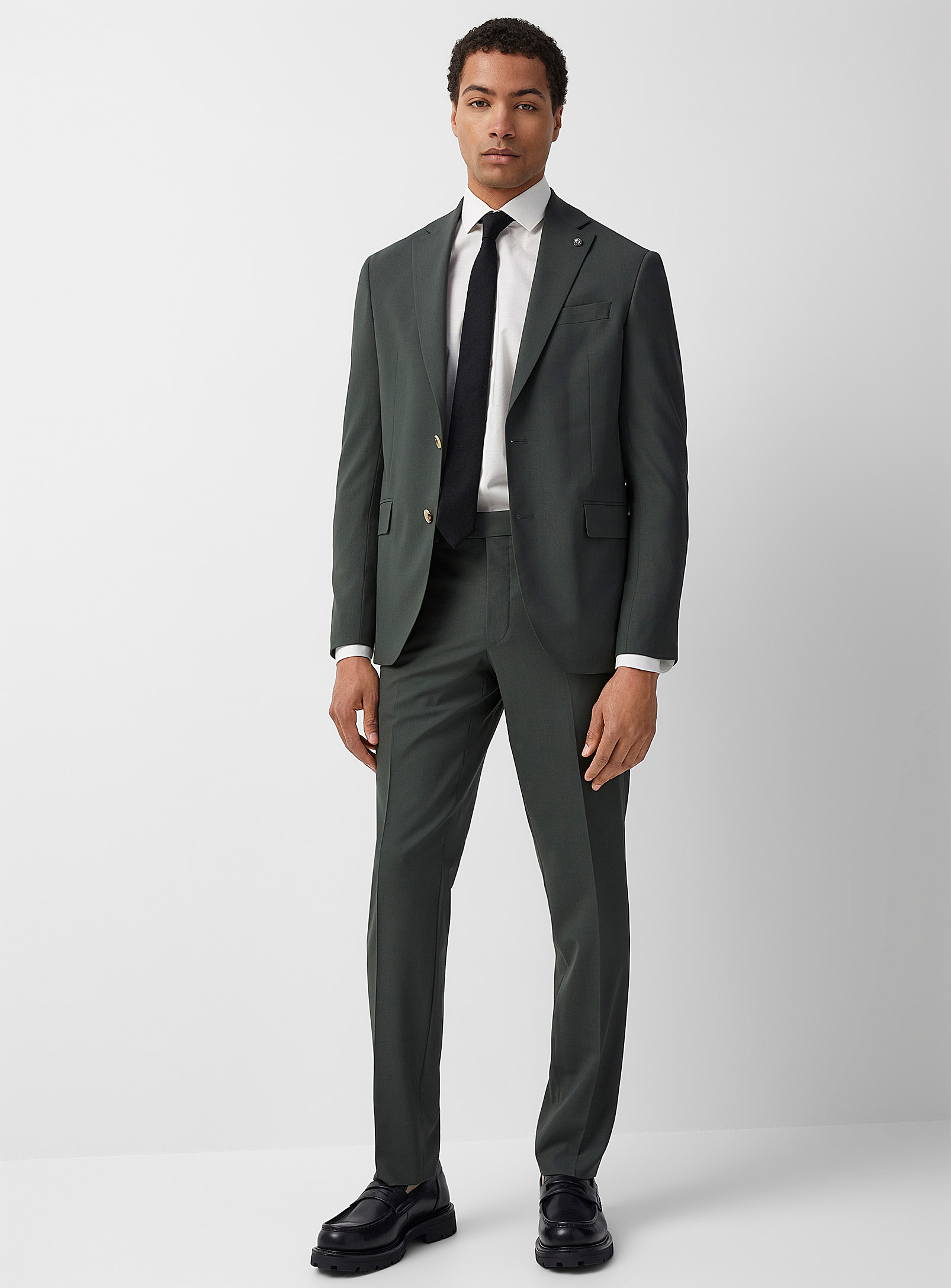 Jack Victor Olive Performance Suit In Mossy Green
