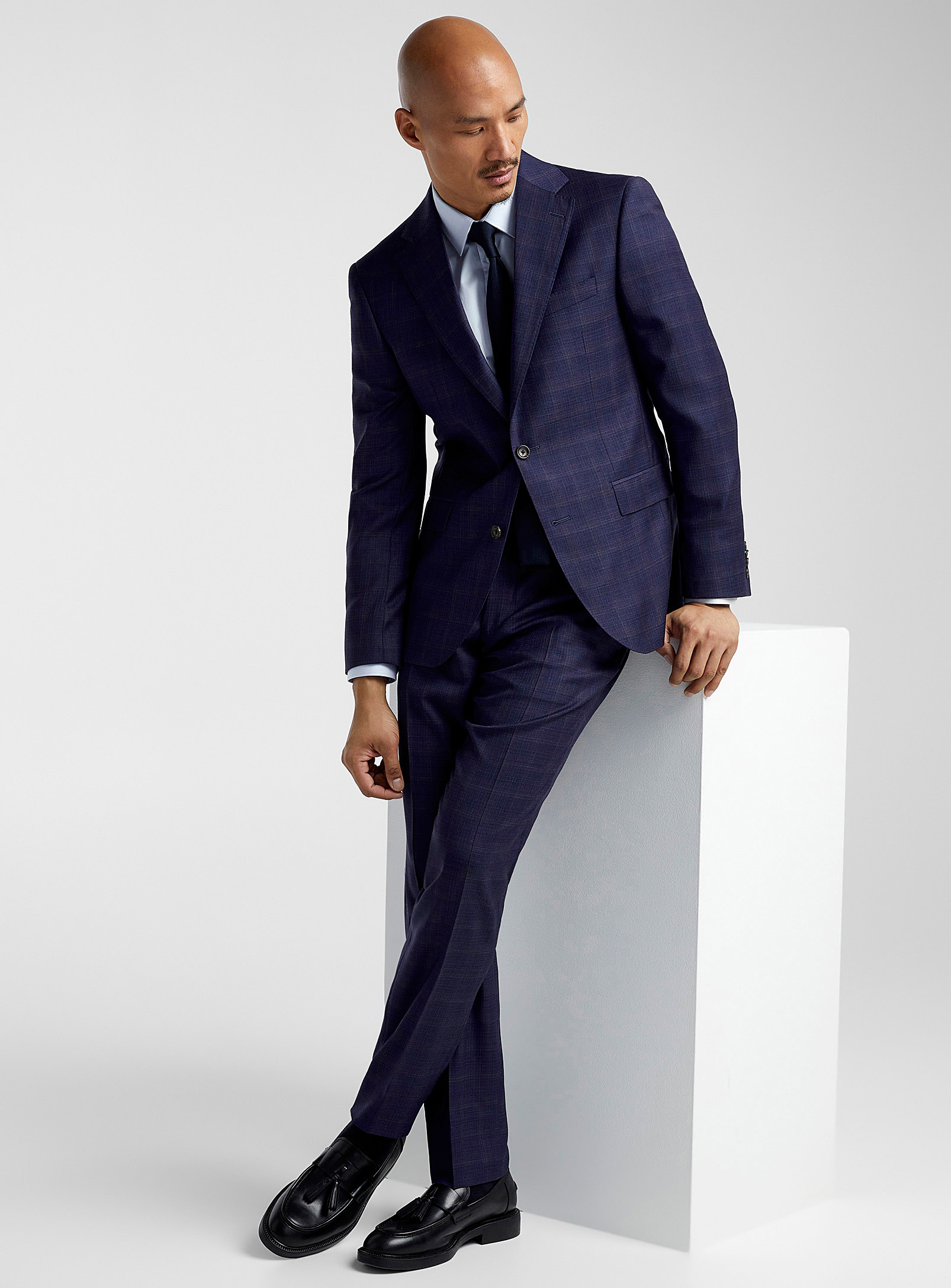 Jack Victor Blended Check Ultramarine Suit Semi-slim Fit In Blue