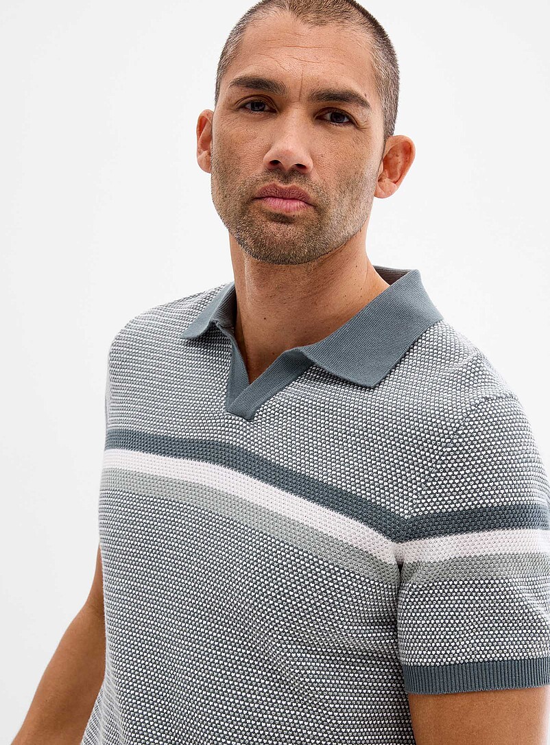 Rourke embossed knit Johnny collar polo product image 2
