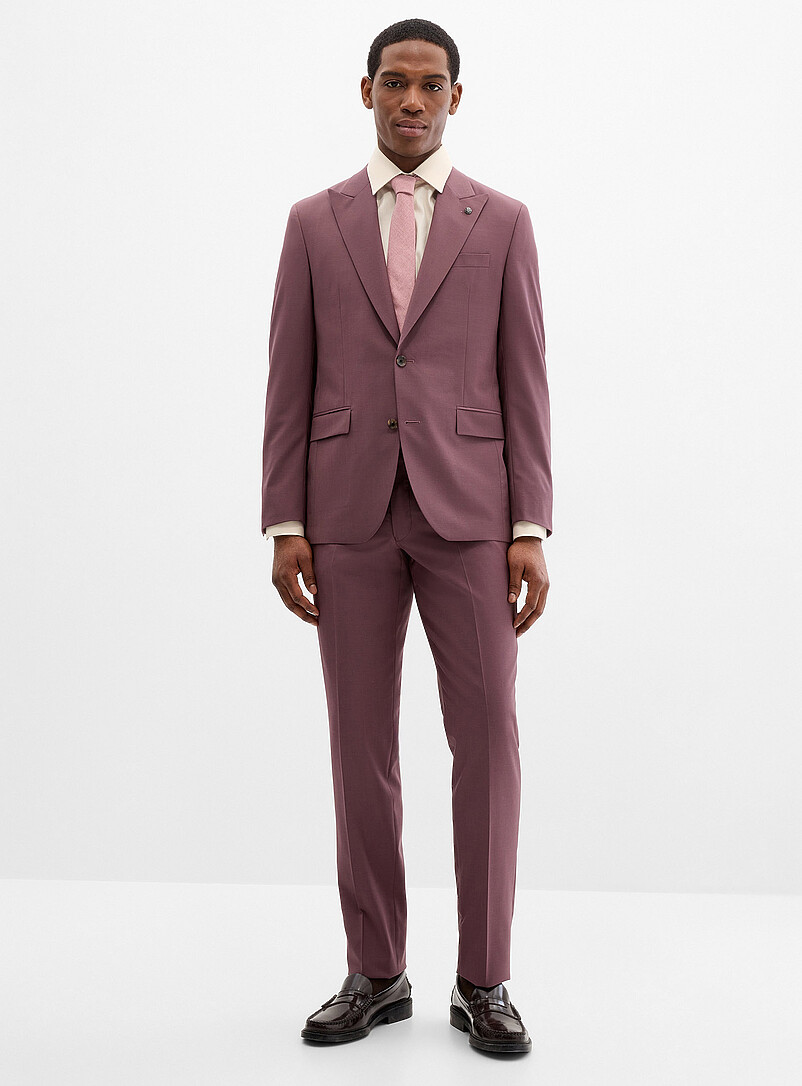 Pure Wool Purple Suit Semi-Slim Fit