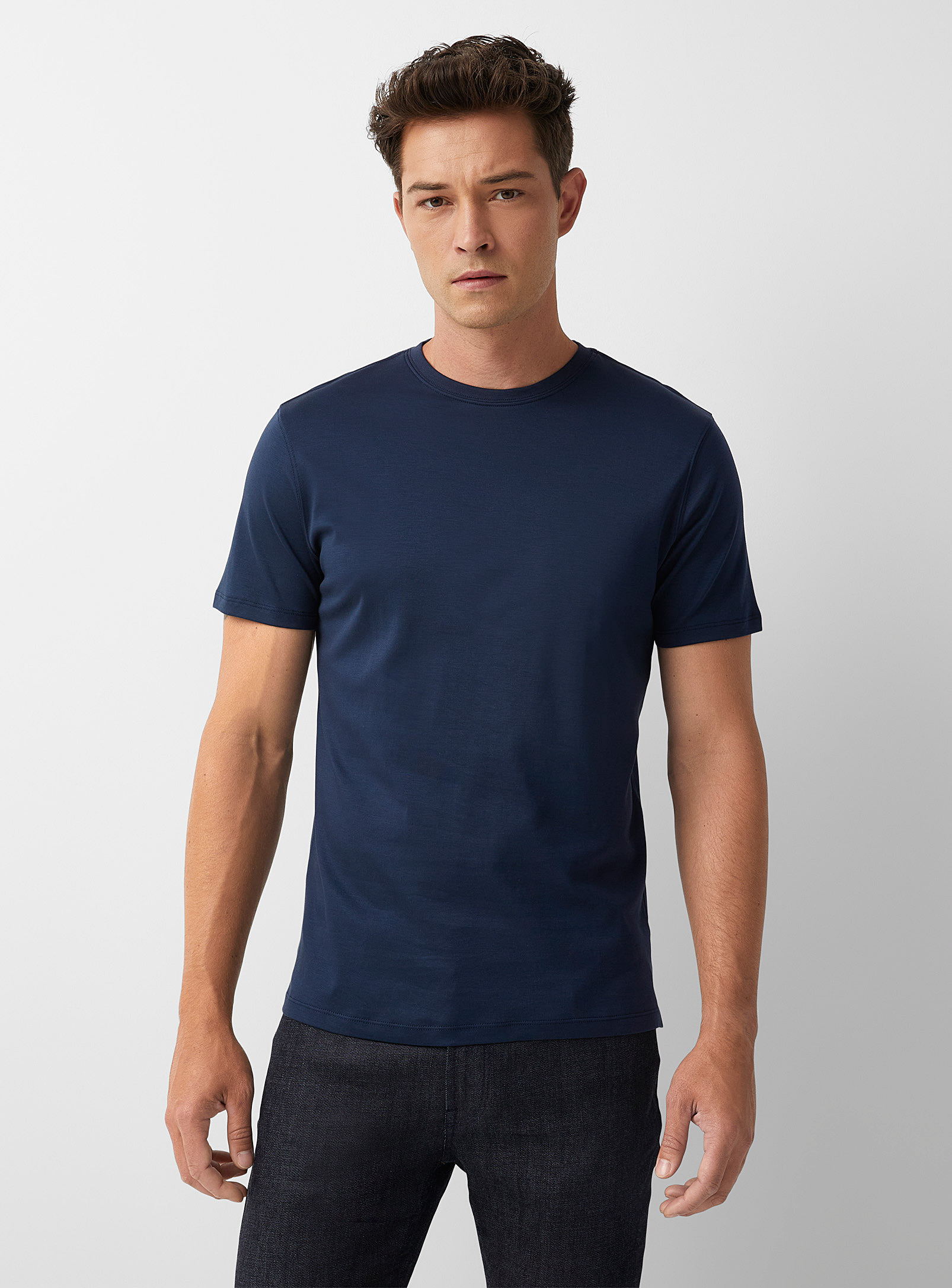 Robert Barakett Luxurious Pima Cotton T-shirt In Marine Blue