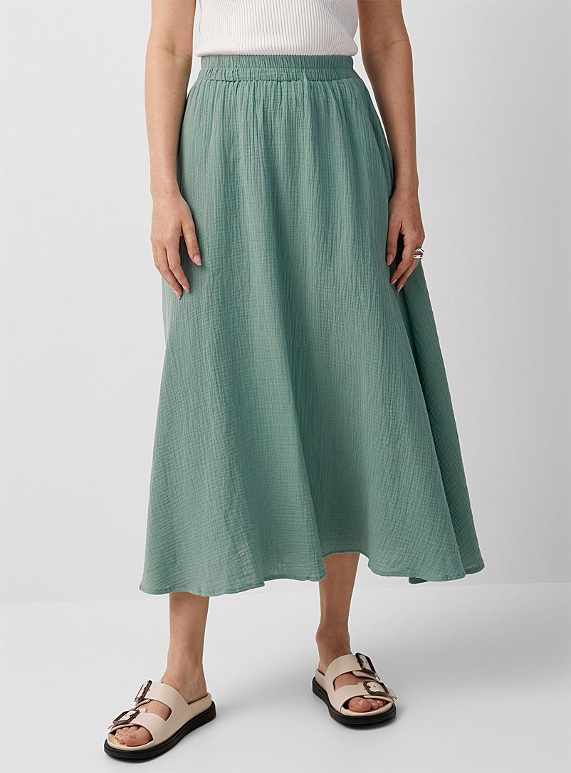 Contemporaine Teal Cotton gauze maxi skirt for women