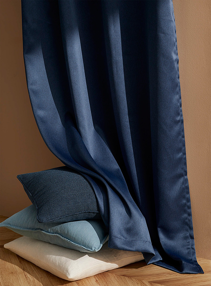 Simons Maison: Le rideau semi-opaque toucher soyeux 140 x 220 cm Bleu foncé