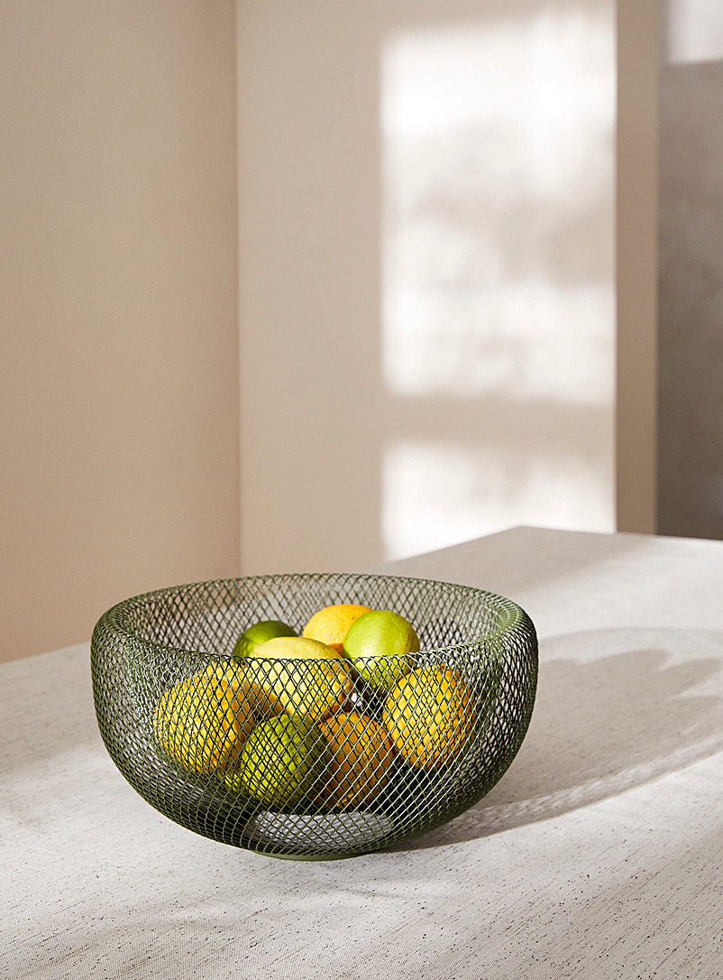 Simons Maison Khaki Coloured wire mesh fruit bowl