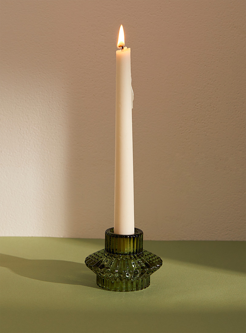 Simons Maison Mossy Green Fluted glass reversible candleholder