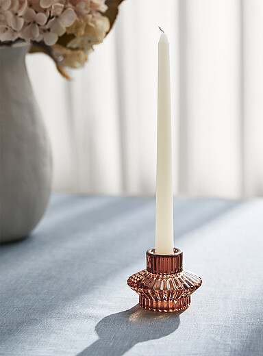 Fluted glass reversible candle holder
