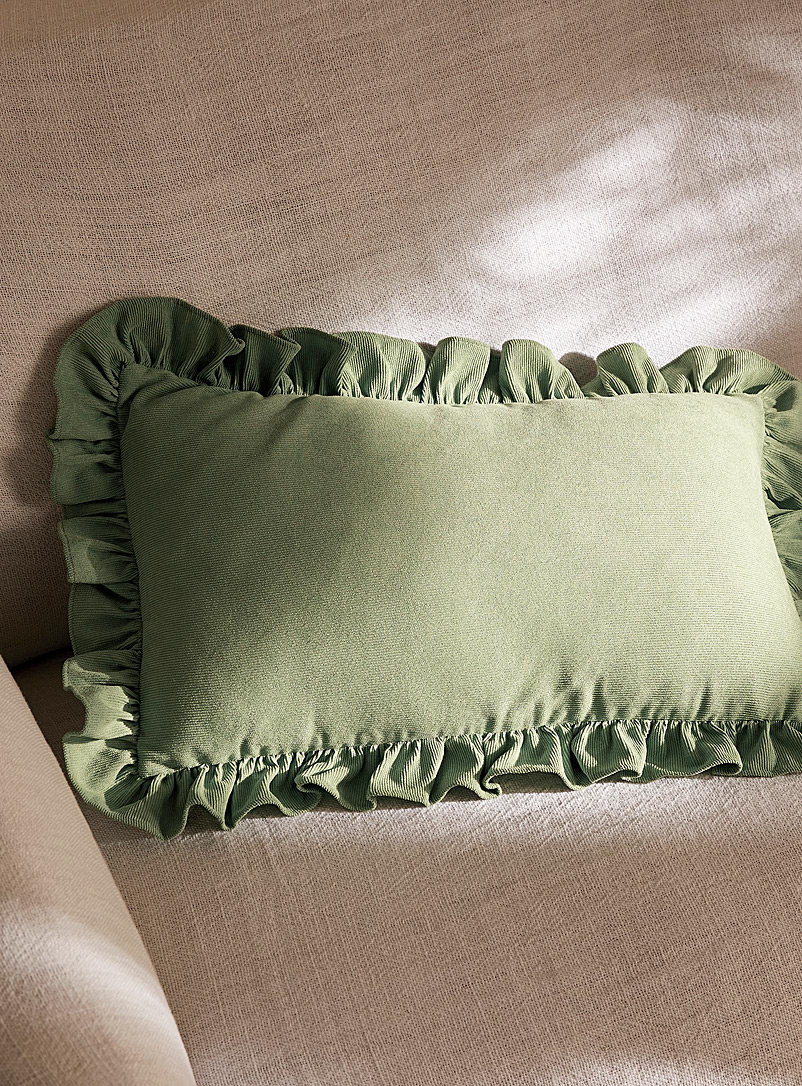 Simons Maison Green Ruffled corduroy cushion 30 x 50 cm