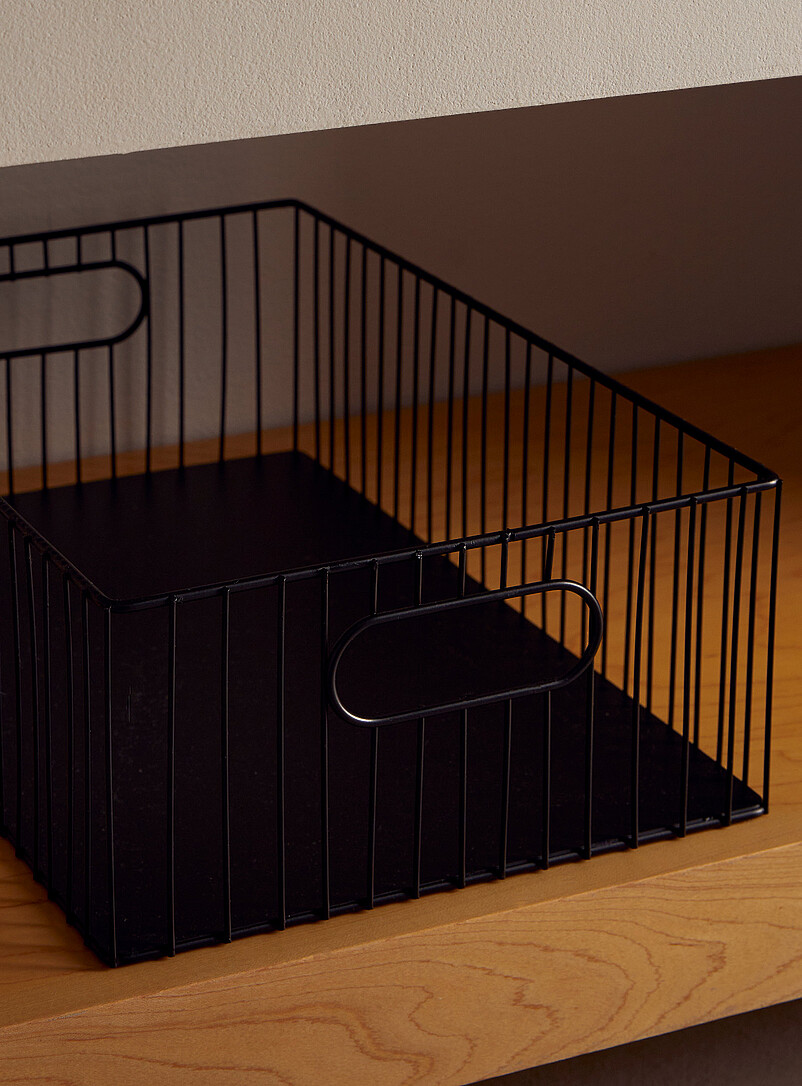 Simons Maison: Le grand panier rectangulaire grillage m&eacute;tallique Noir
