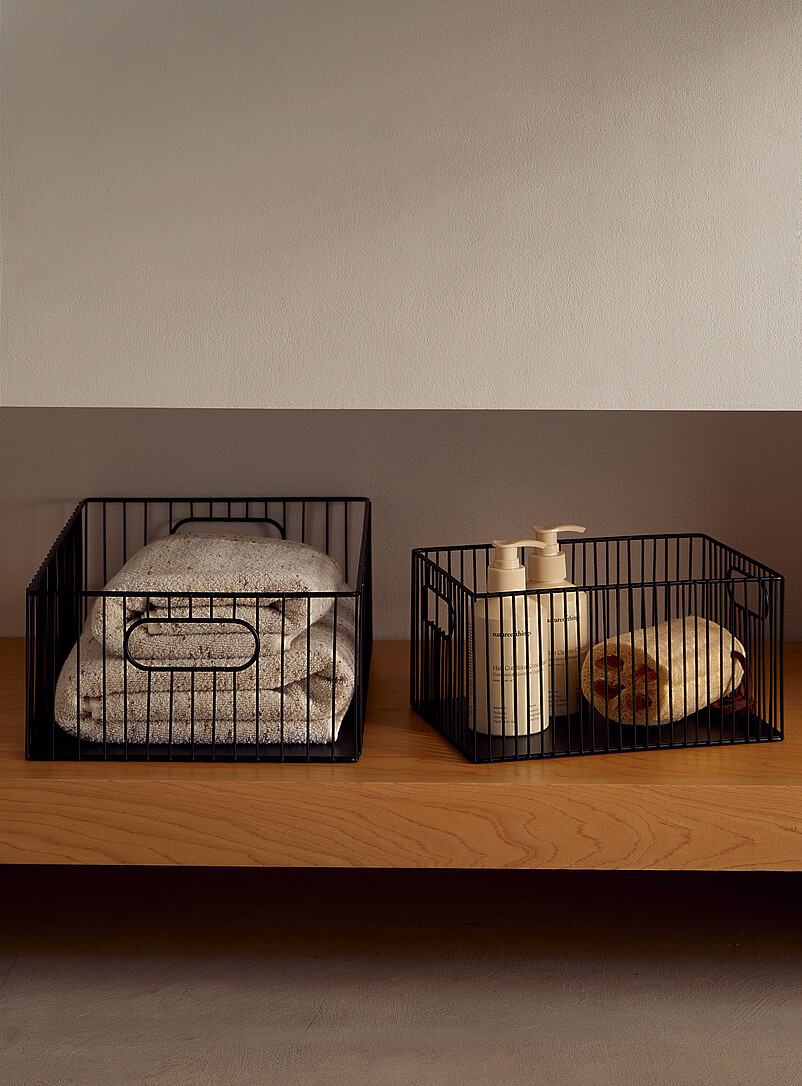 Simons Maison: Le grand panier rectangulaire grillage m&eacute;tallique Noir