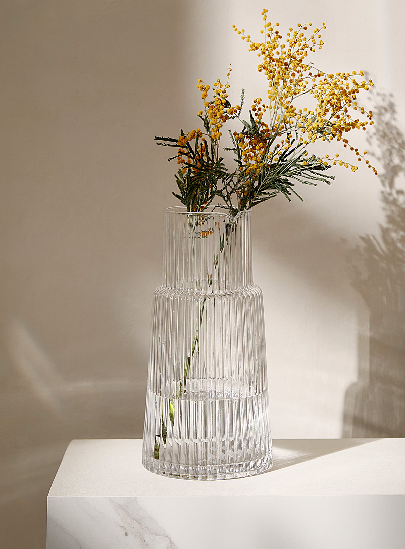 Simons Maison White Fine grooved tinted vase