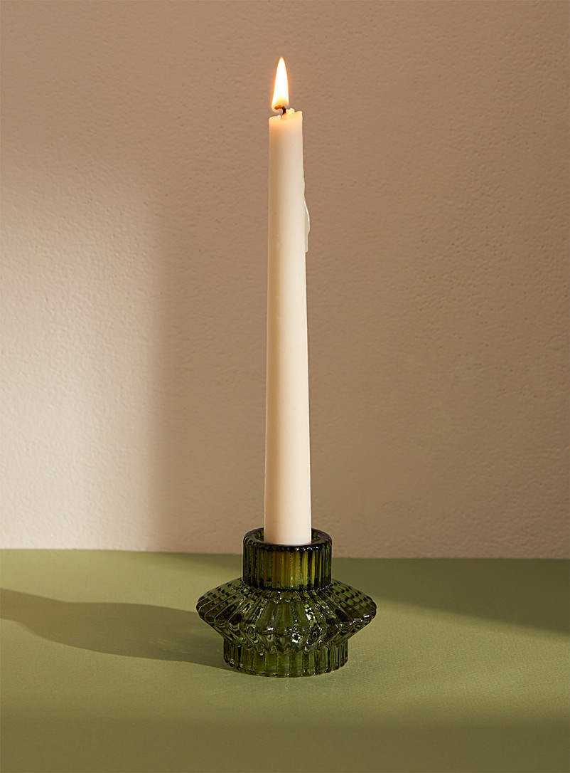 Fluted glass reversible candle holder product image (primary)