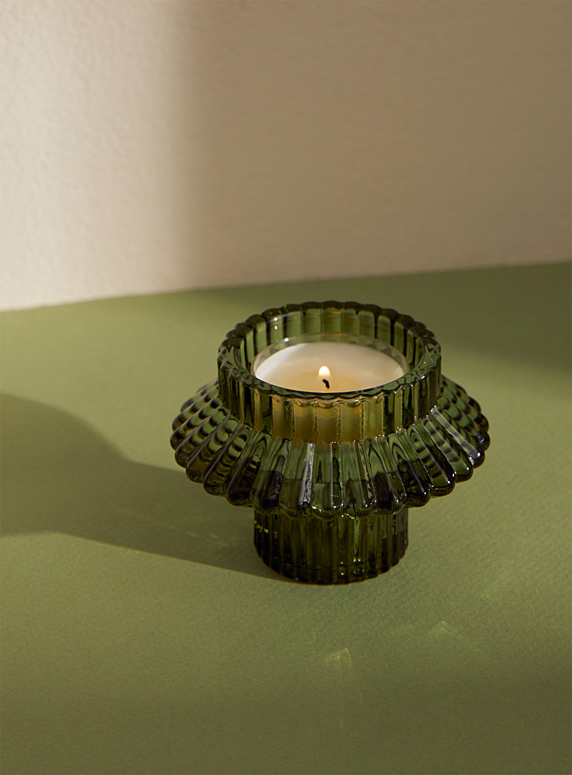 Fluted glass reversible candle holder product image 2