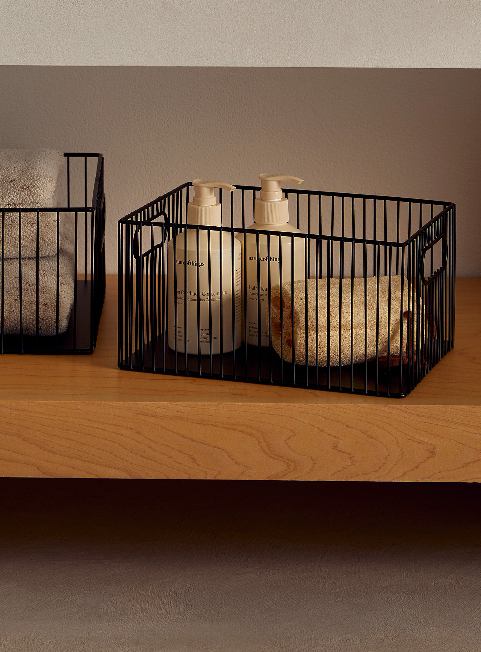 Simons Maison Metallic Small Rectangular Basket In Black