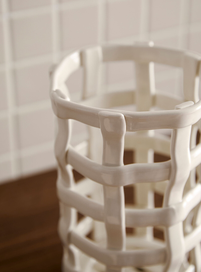 Basket-style ceramic utensil holder product image 2