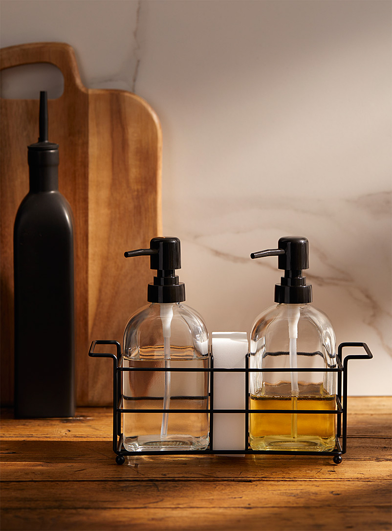 Soap Dispenser Set With Storage Stand And Sponge