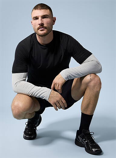 I.FIV5 Black Loose micro-perforated T-shirt for men