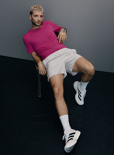 I.FIV5 Pink Loose micro-perforated T-shirt for men