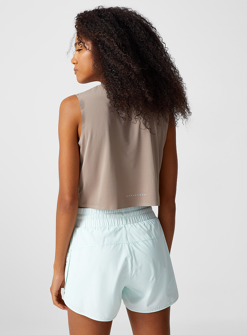 I.FIV5 Corn/Vanilla Yellow Micro-perforated cropped cami for women