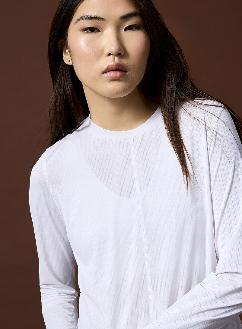 I.FIV5: Le t-shirt microperfor&eacute; manches longues Blanc pour femme