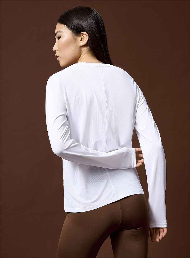 I.FIV5: Le t-shirt microperfor&eacute; manches longues Blanc pour femme