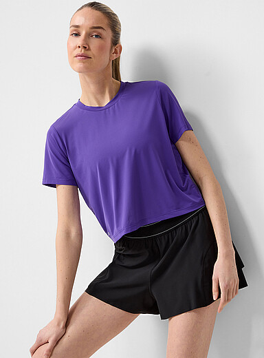 I.FIV5 Crimson Cropped boxy micro-perforated T-shirt for women