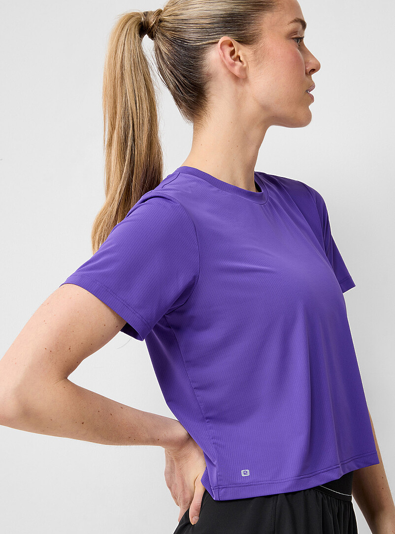 I.FIV5: Le t-shirt carr&eacute; raccourci microperfor&eacute; Noir pour femme