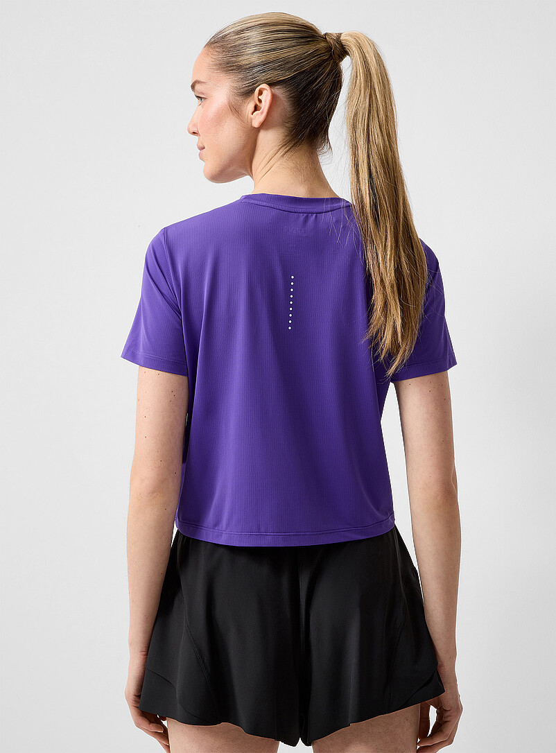 I.FIV5 Black Cropped micro-perforated boxy T-shirt for women