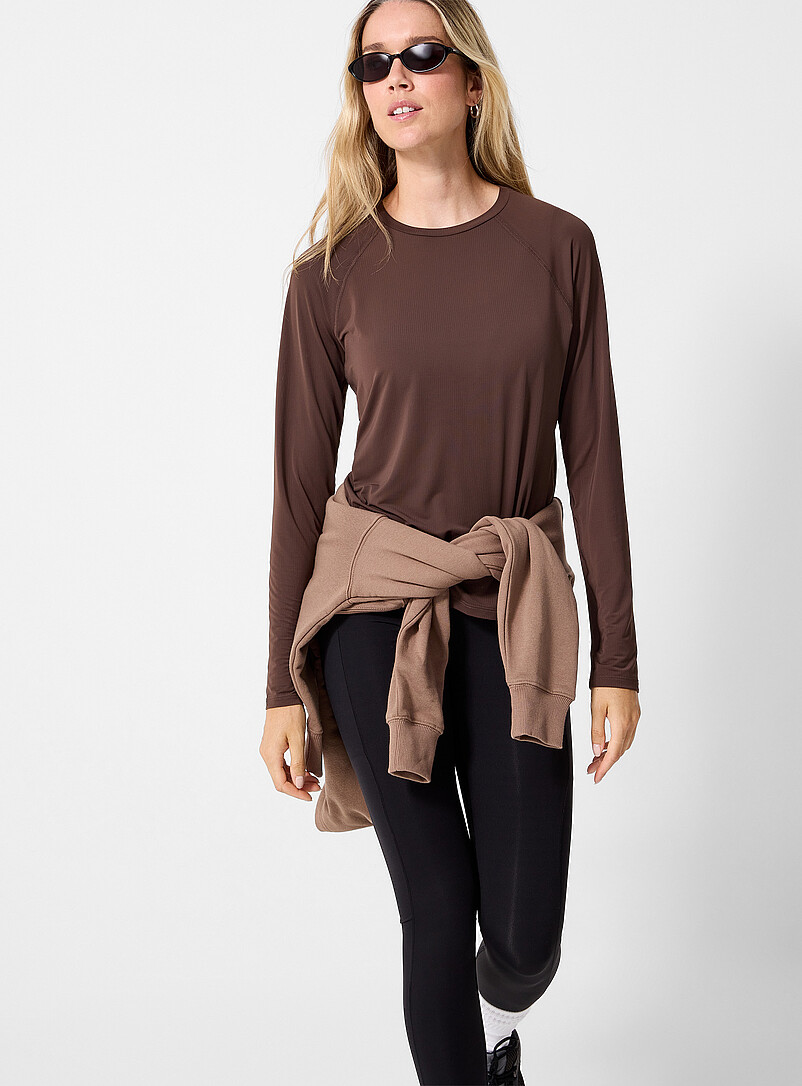 Micro-perforated raglan long-sleeve T-shirt | I.FIV5 | Sport t