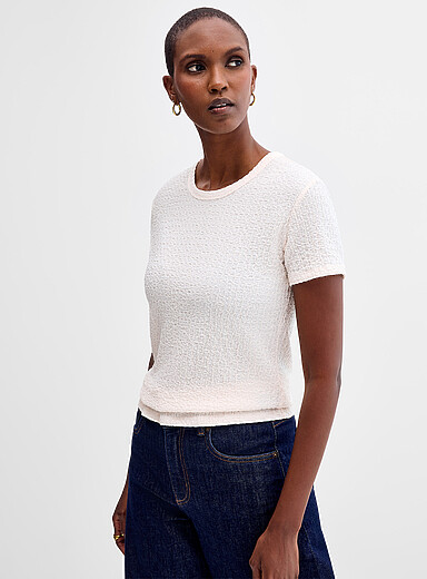 Stretch smocked T-shirt