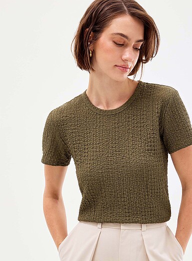 Contemporaine: Le t-shirt smock&eacute; extensible Brun pour femme