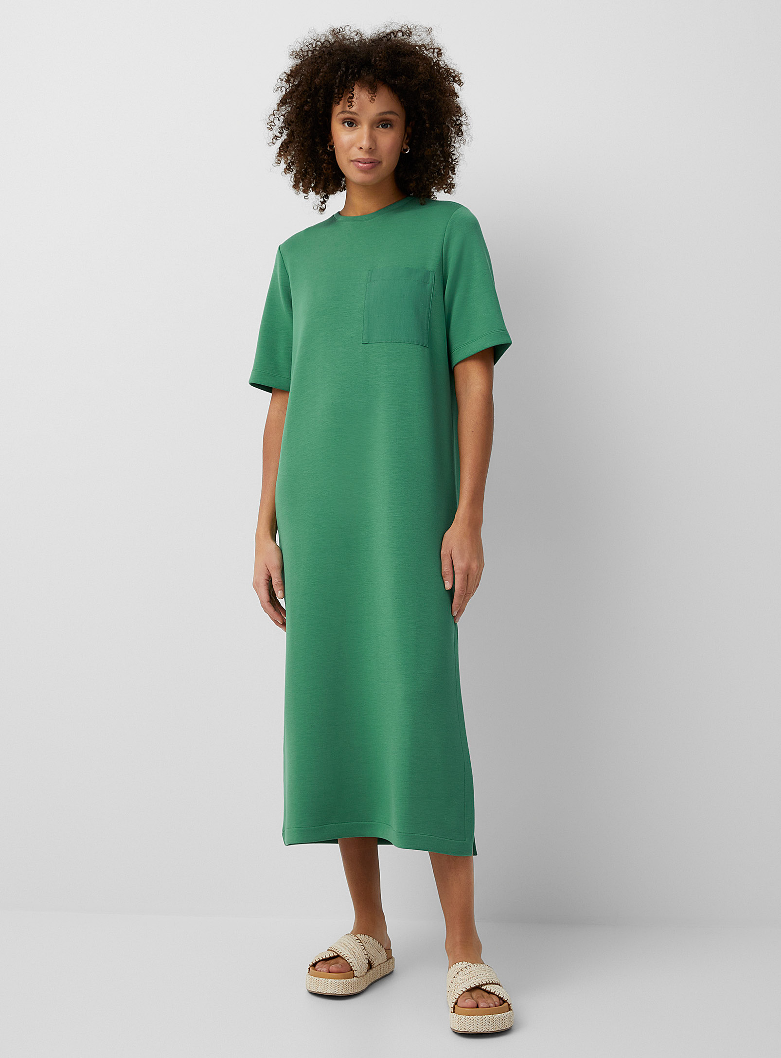 Contemporaine Peachskin Maxi Dress In Green