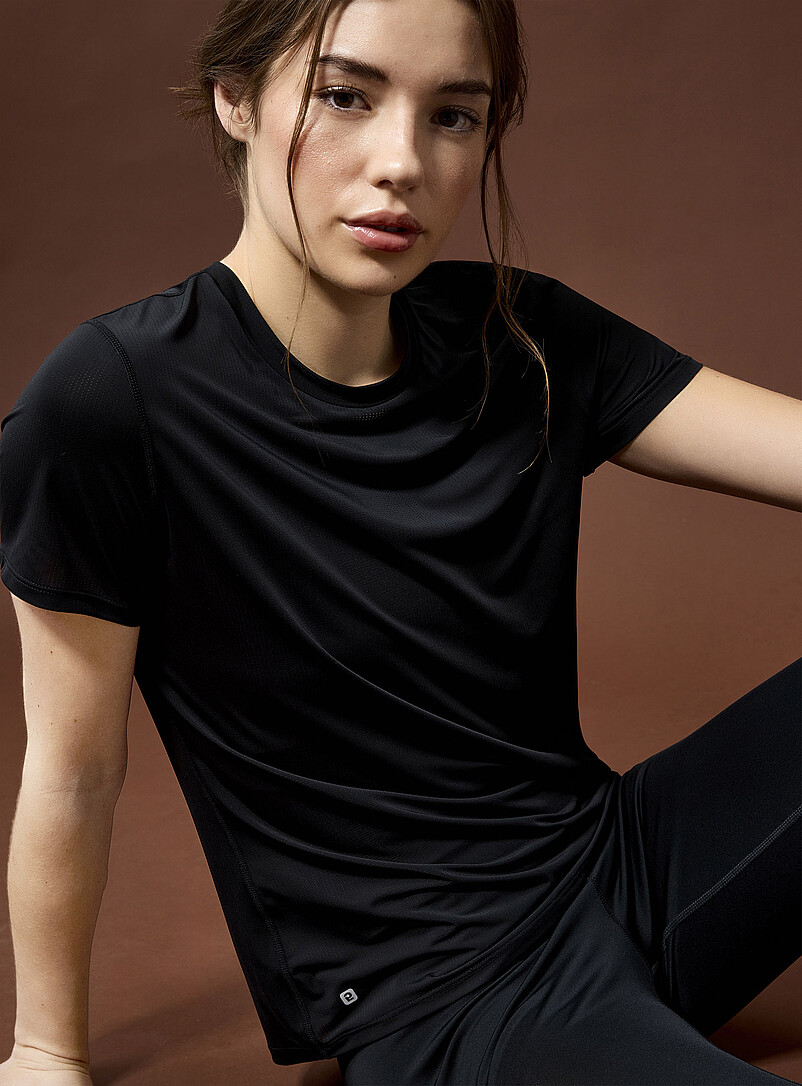 Micro-perforated semi-slim fit T-shirt product image (primary)