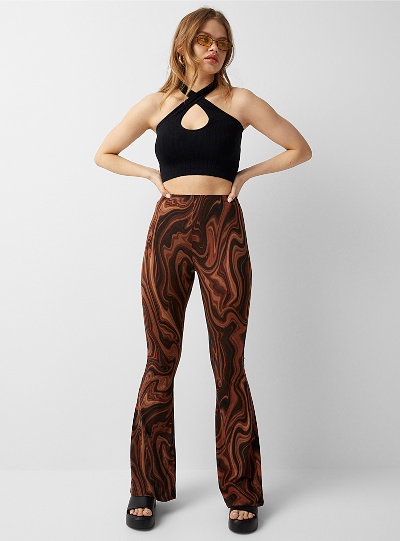 Twik Medium Brown Flared print legging for women