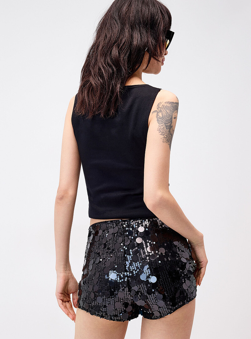 Twik Pink Mixed sequins micro-short for women
