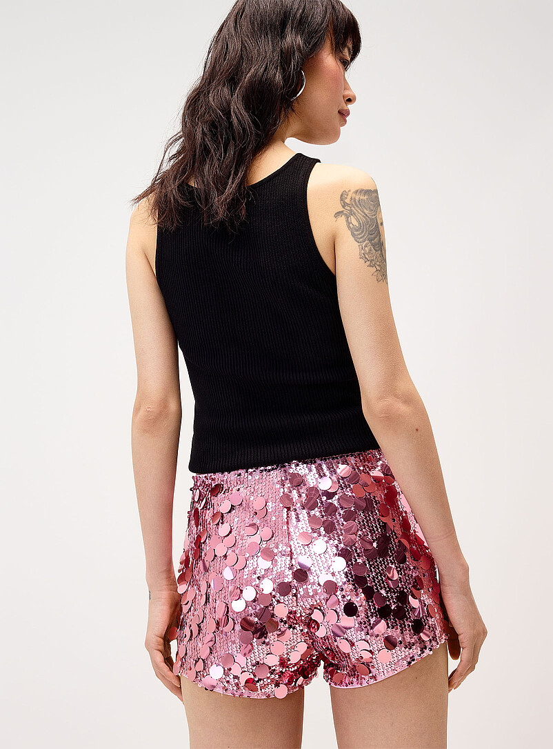 Twik Pink Mixed sequins micro-short for women