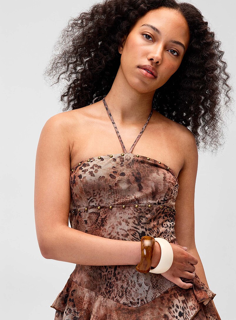 Studded leopard print halter minidress product image 2