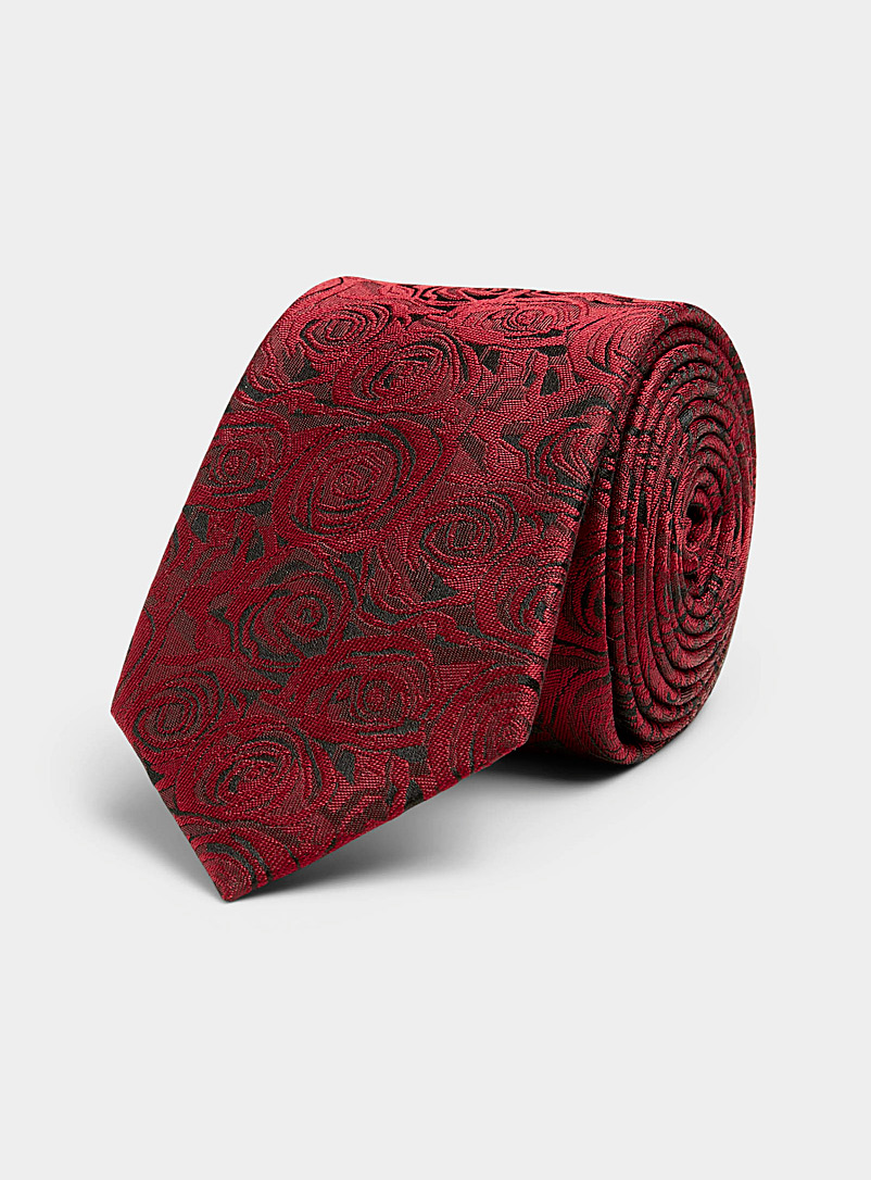 Le 31: La cravate roses monochromes Rouge foncé-vin-rubis pour homme