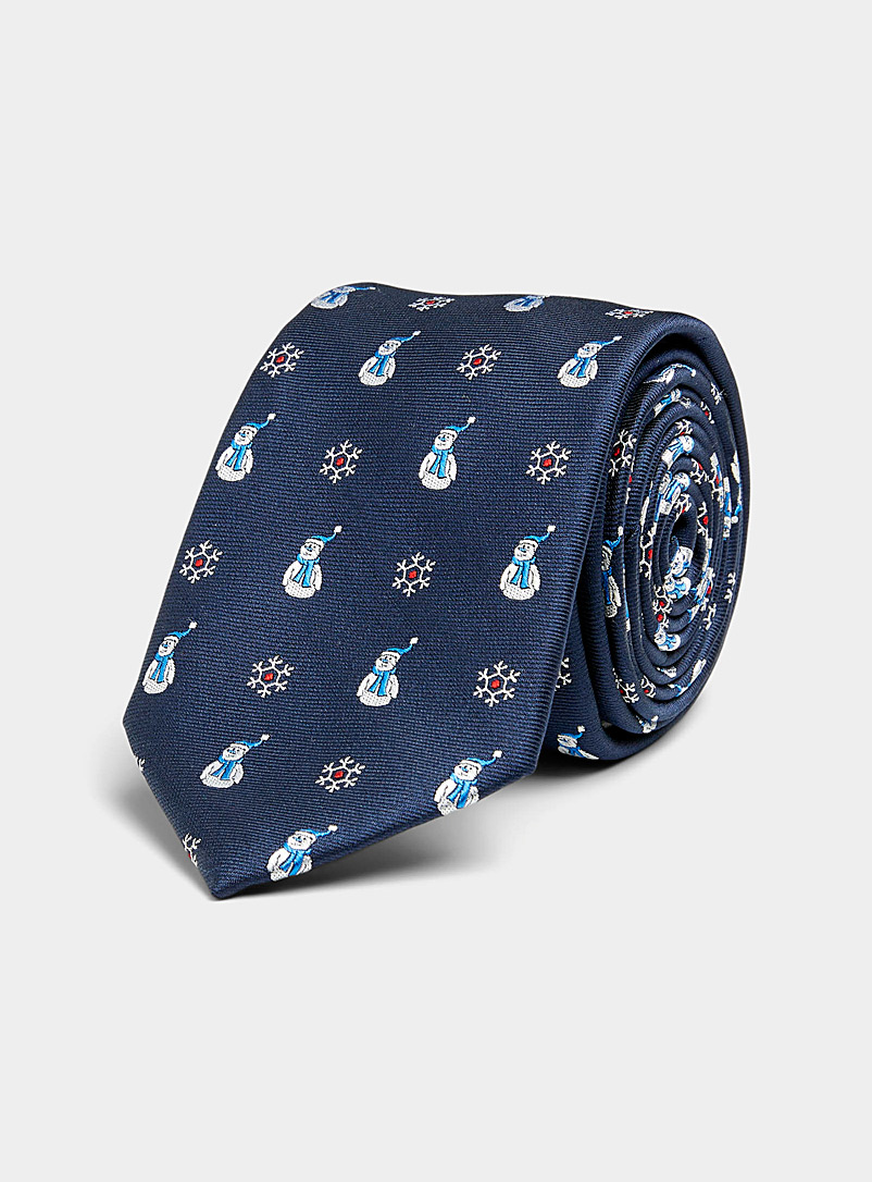 Le 31 Marine Blue Snowman tie for men