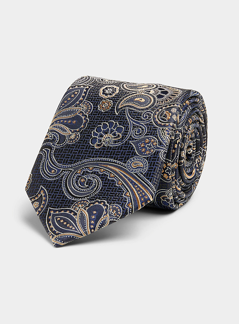 Le 31 Black Copper-accent paisley tie for men