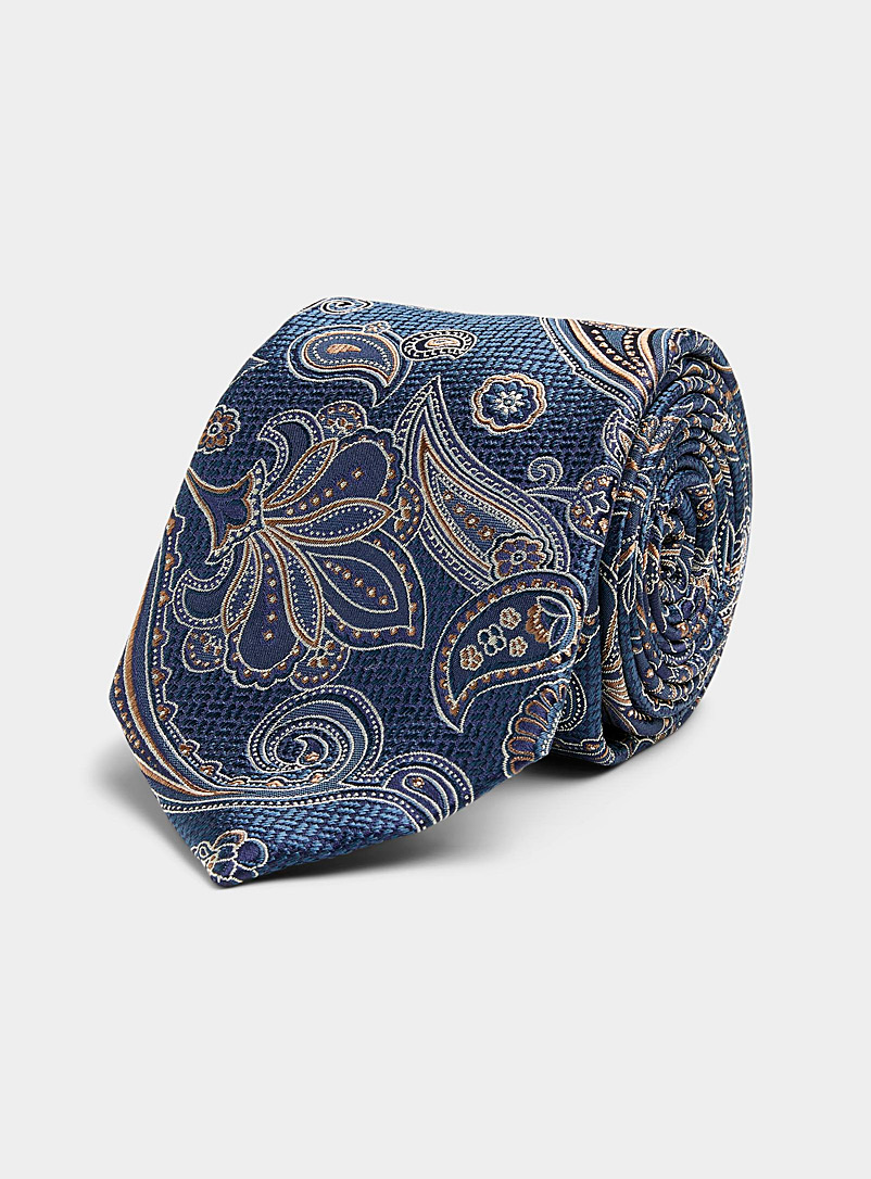 Le 31 Marine Blue Copper-accent paisley tie for men