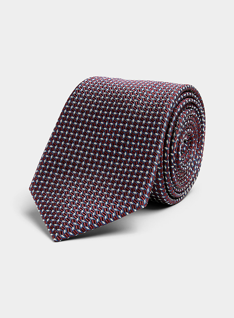 Le 31: La cravate minilosanges jacquard Rouge foncé-vin-rubis pour homme