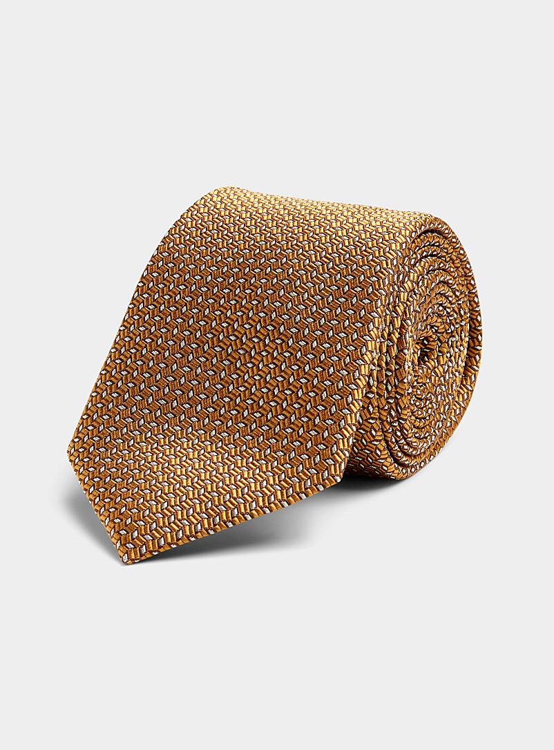 Le 31 Golden Yellow Jacquard mini-diamond tie for men