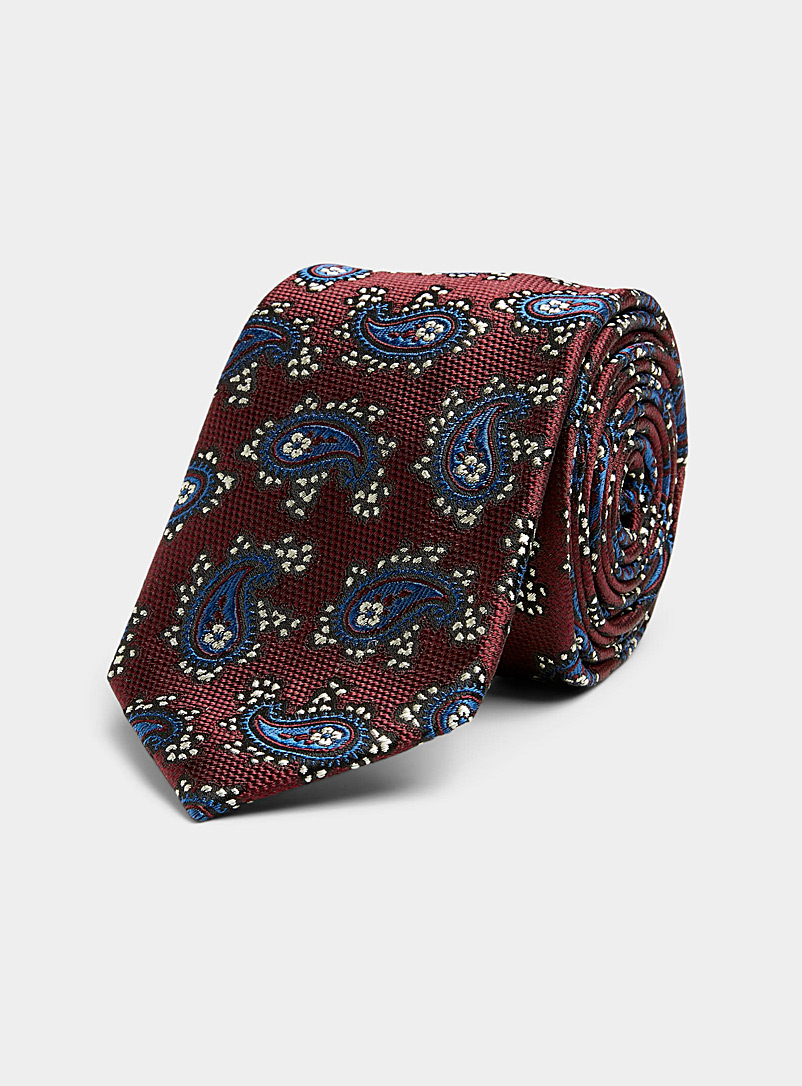 Le 31 Ruby Red Paisley jacquard tie for men