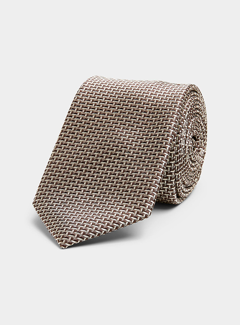 Le 31 Dark Brown Two-tone miniherringbone tie for men