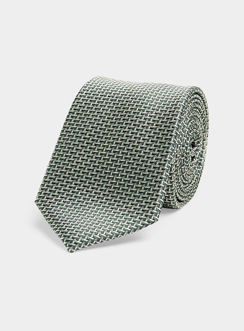 Le 31 Green Two-tone herringbone tie for men