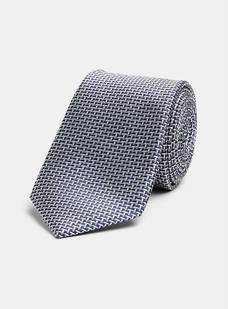 Le 31 Dark Blue Two-tone miniherringbone tie for men