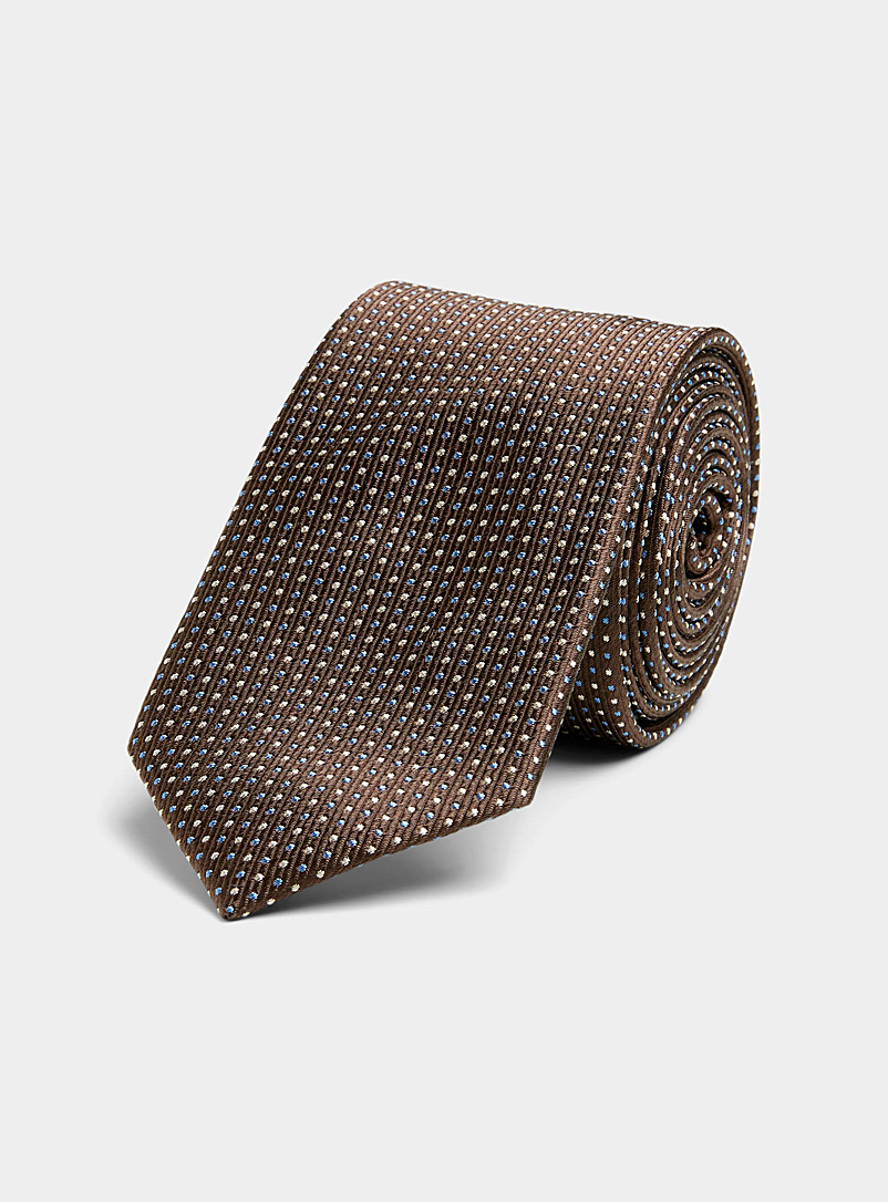 Le 31 Brown Two-tone mini-dot tie for men