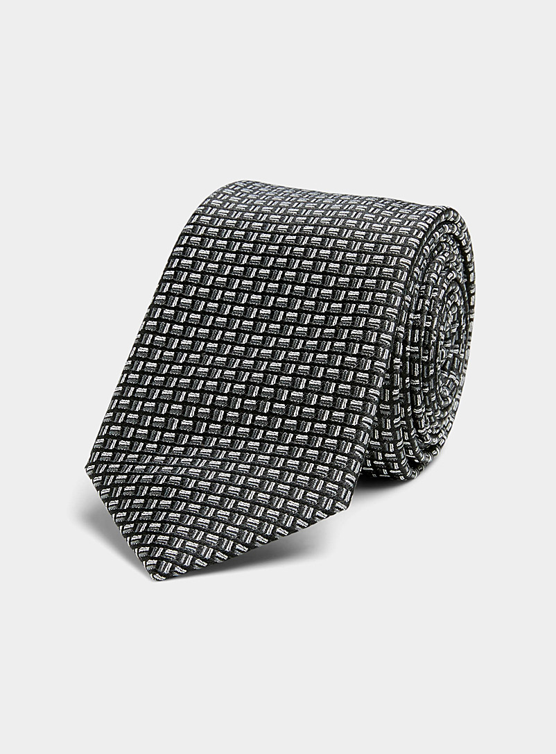 Le 31: La cravate minicarrés deux tons Noir pour homme