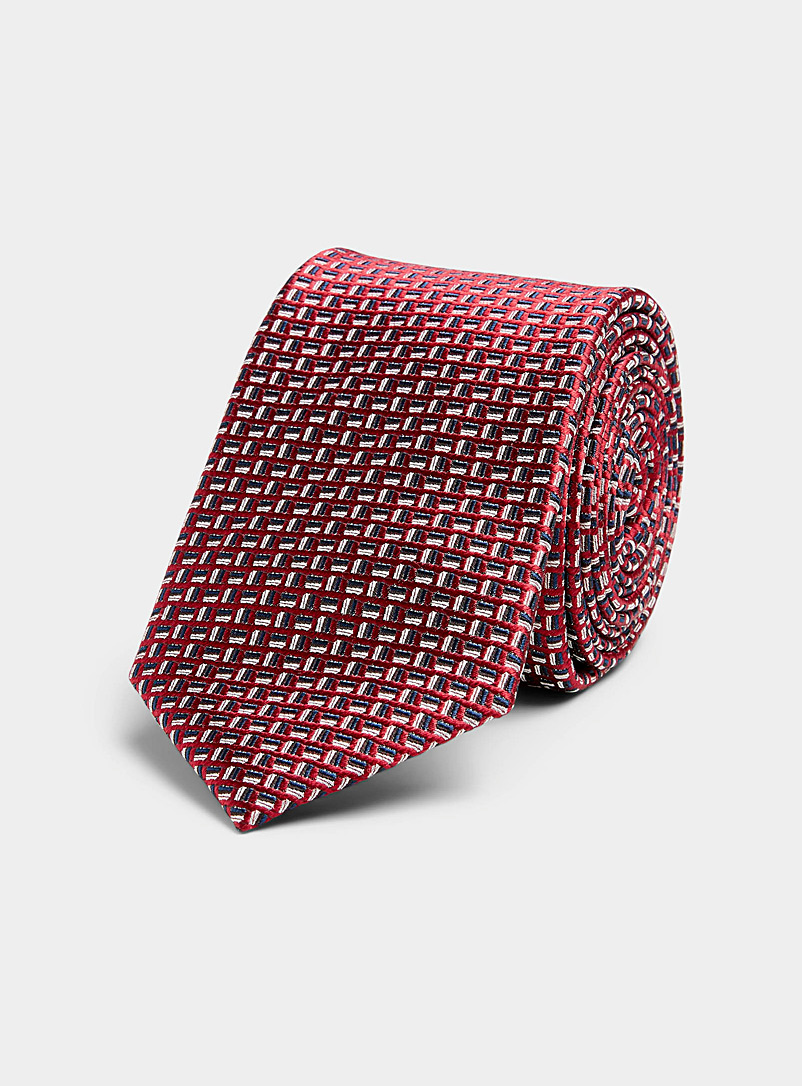 Le 31 Ruby Red Two-tone mini-check tie for men