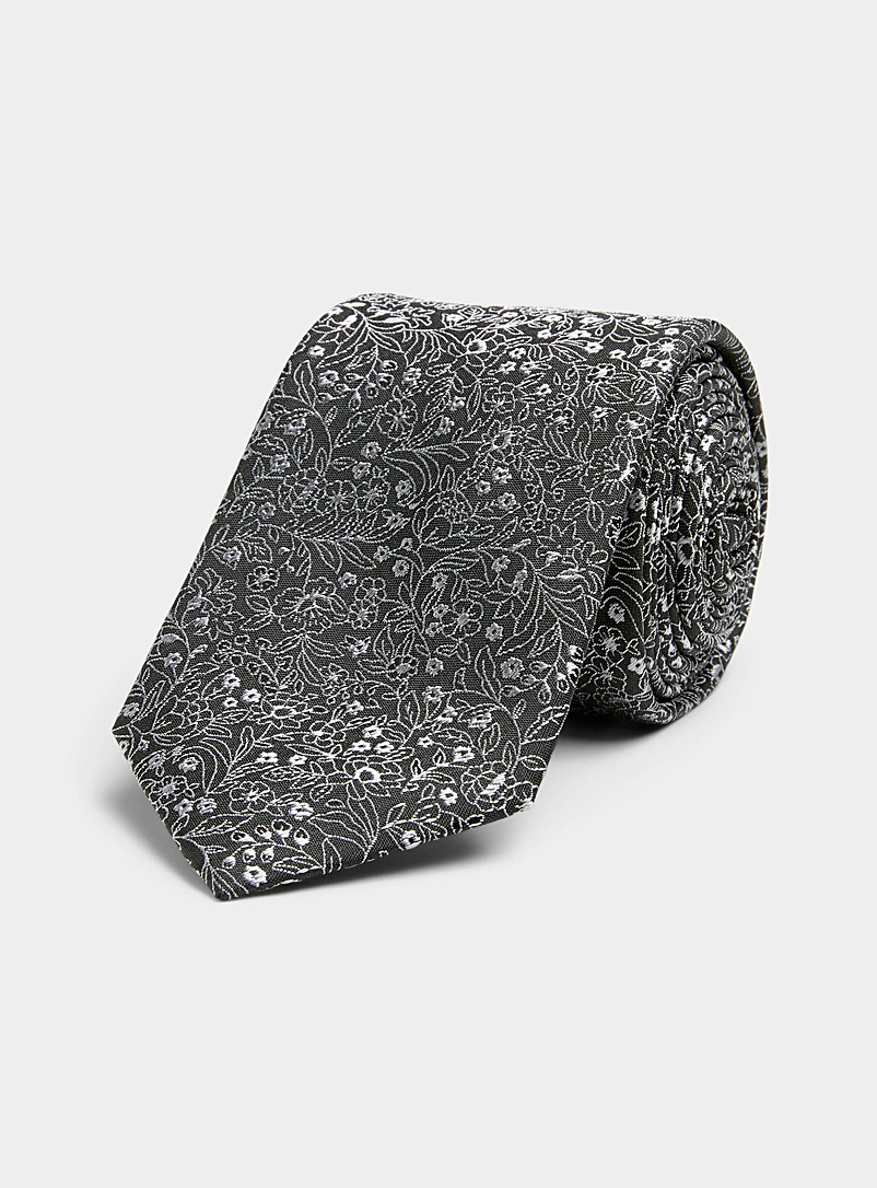 Le 31 Black Jacquard wildflowers tie for men